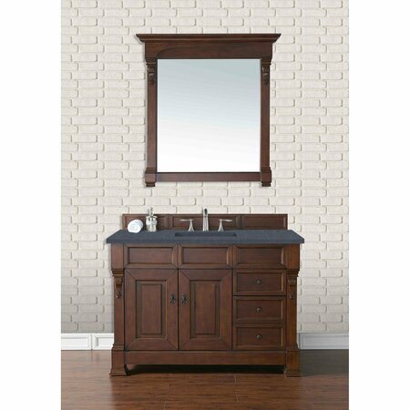 James Martin Vanities Brookfield 48in Single Vanity, Warm Cherry w/ 3 CM Charcoal Soapstone Quartz Top 147-114-5286-3CSP